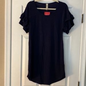 Evereve Allison Joy Navy Sweatshirt Dress with  ruffle sleeves -New with Tags